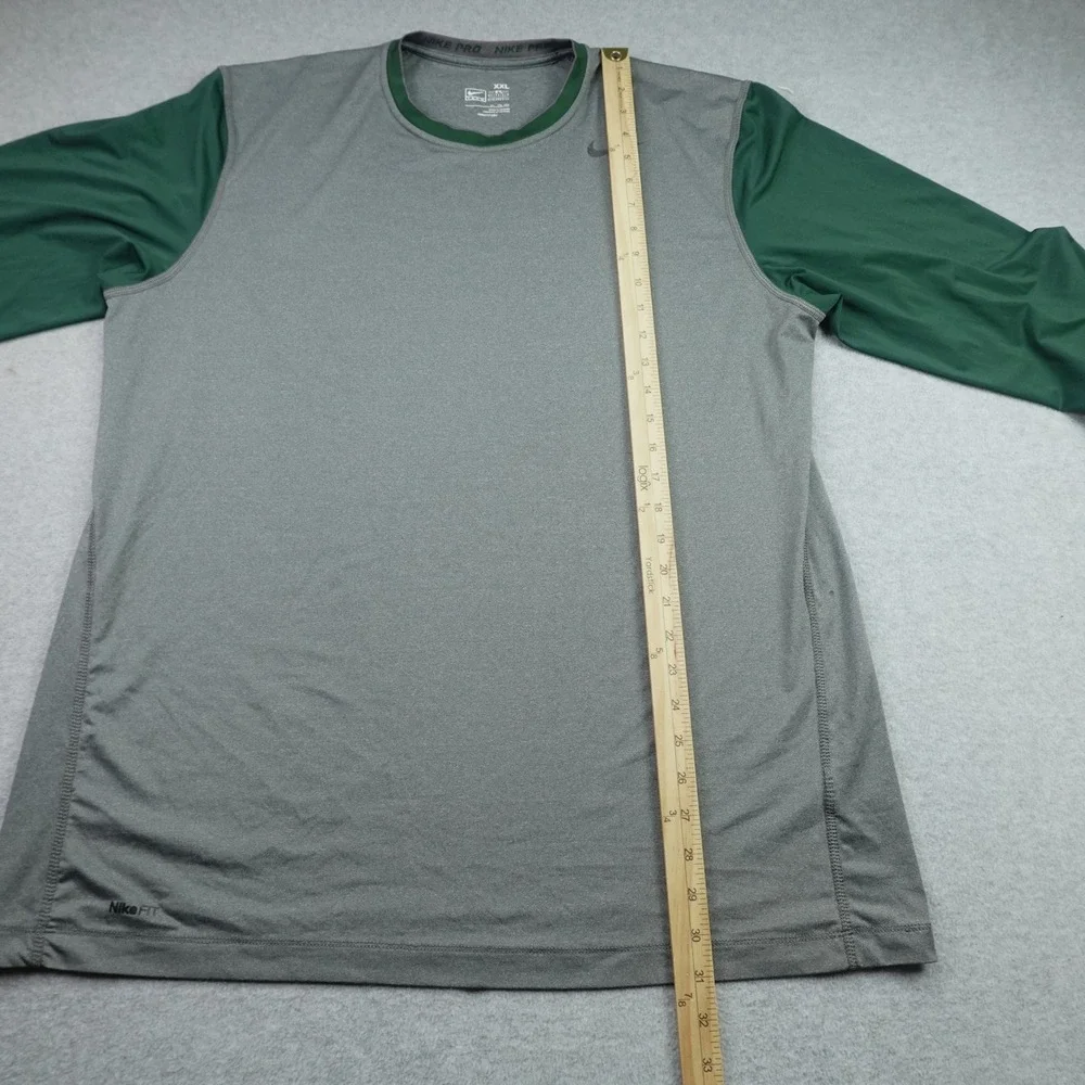 Nike Pro Shirt Mens XXL Gray Green Athletic Long Sleeve Nike FIT DRY MLB